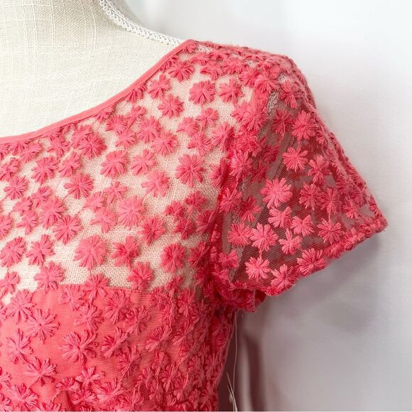 NWT Artelier NM Anthropology Pink Rose Embroidered Fit Flare Floral Dress 10 - Picture 4 of 9